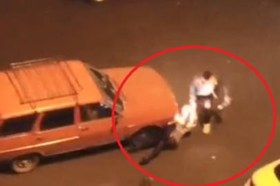 Saçından tuttuğu kadını sürükleyip darbetti