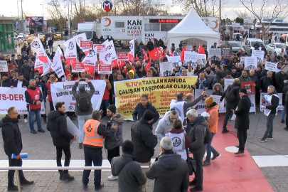 Kadro isteyen belediye işçileri eylem yaptı 