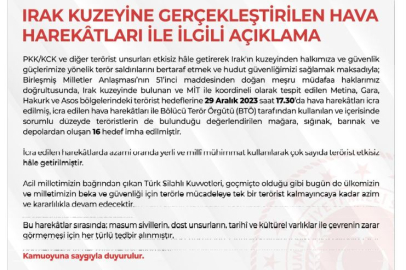 Kuzel Irak'a hava harekatı: 16 hedef imha edildi