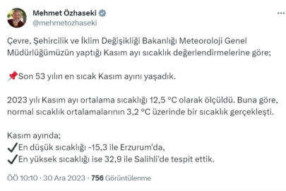53 yılın en sıcak kasım ayını yaşadık