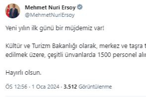 Kültür ve Turizm Bakanlığı, 1500 personel alacak