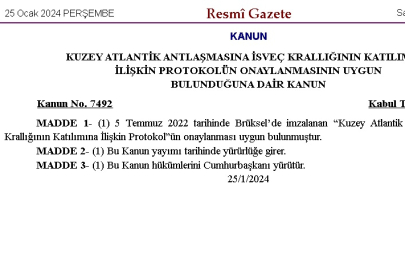 TBMM'nin İsveç kararı Resmi Gazete'de yayınlandı