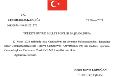 Cumhurbaşkanlığına Cevdet Yılmaz vekalet edecek
