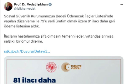 81 ilaç daha geri ödeme listesinde