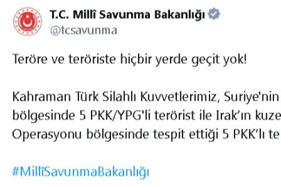 K. Irak'ta 10 terörist etkisiz hale getirildi