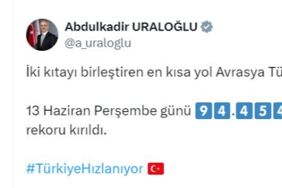 Avrasya Tüneli'nde araç geçiş rekoru